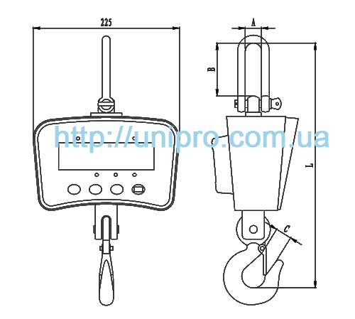 Весы электронные крановые индикаторные OCS-M-1t (НПВ: 1000 кг, d=500 г, аккумулятор)